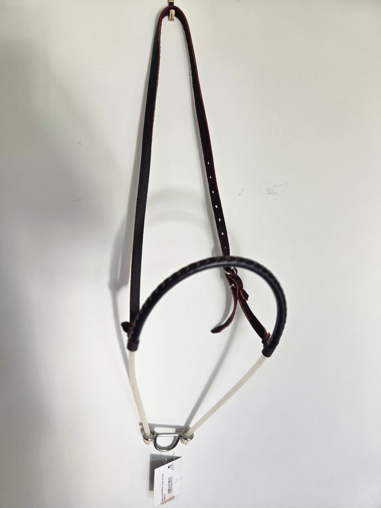 Single Rope Noseband, Rope with Harness Leather Cover