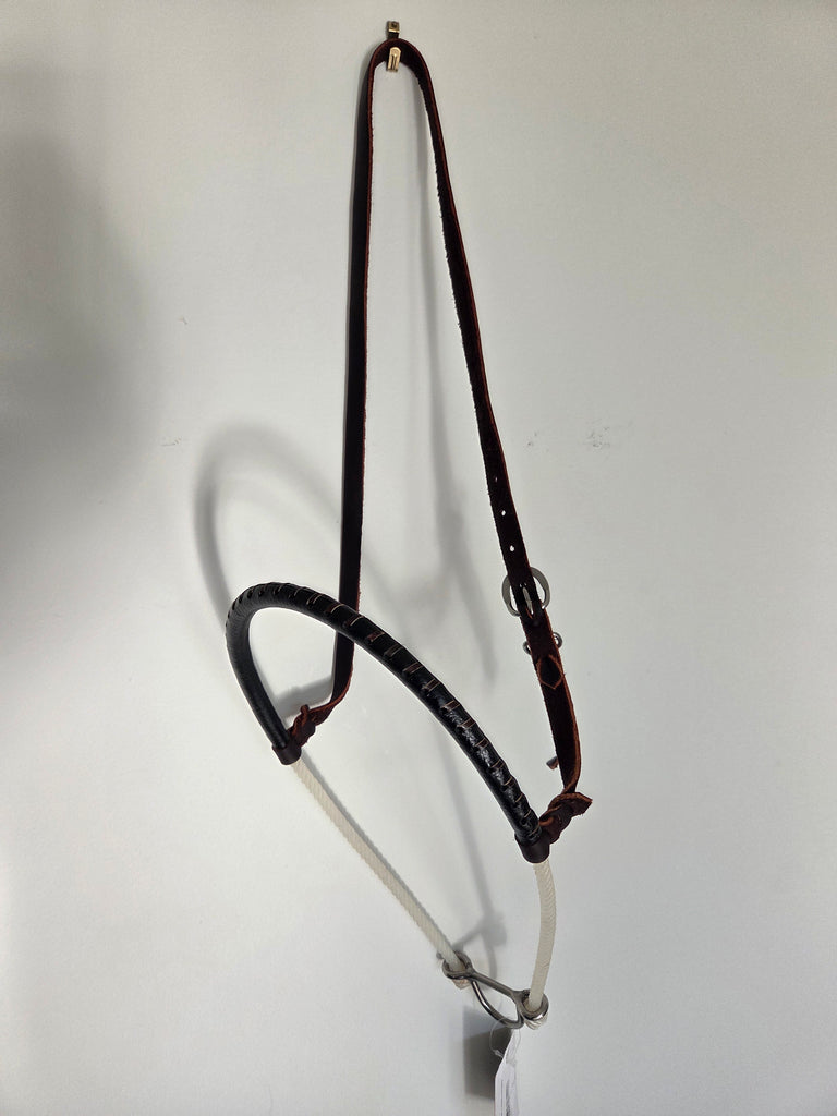 Single Rope Noseband, Rope with Harness Leather Cover