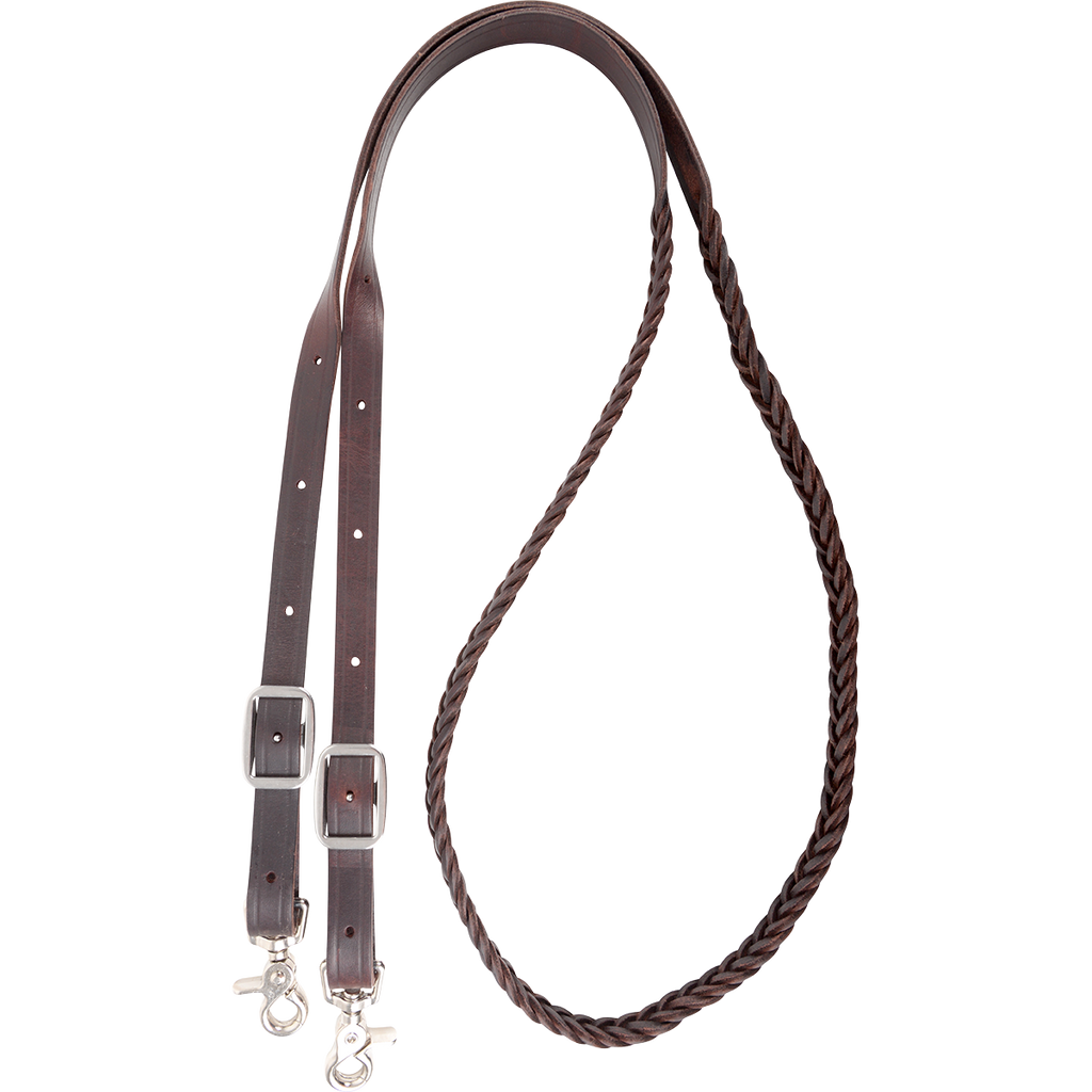 Latigo Braided 5-Strand Roping Rein 3/4-inch Thick Buckle Snap Ends - Martin Saddlery