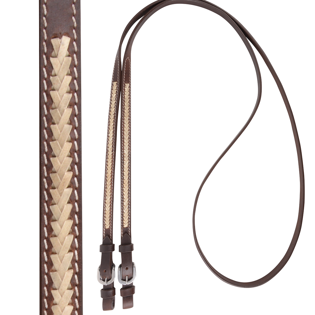 Rawhide Laced Roping Rein 5/8-inch Thick Buckle Ends