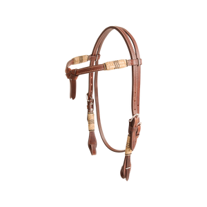 Rawhide Browband Headstall Double Trim with Tied Front Rawhide Browband Headstall Double Trim with Tied Front