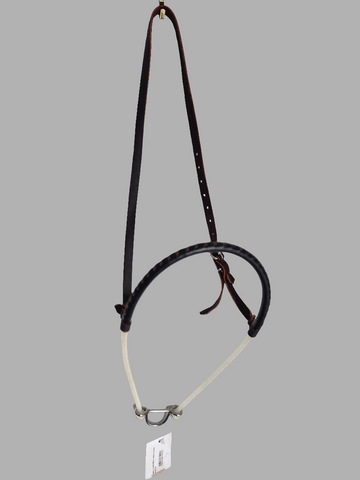 Single Rope Noseband, Rope with Harness Leather Cover