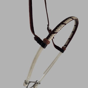 Single Rope Noseband, Rope with Harness Leather Cover