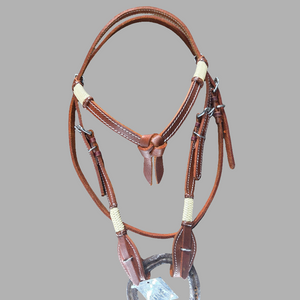 Leather bridle with rawhide