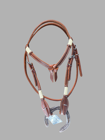 Leather bridle with rawhide