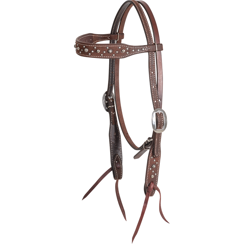 Browband Headstall with Pewter Dots