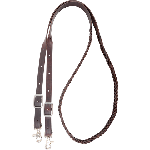 Latigo Braided 5-Strand Roping Rein 3/4-inch Thick Buckle Snap Ends - Martin Saddlery
