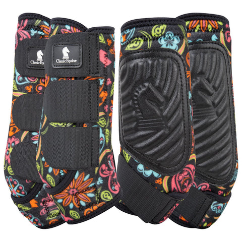 ClassicFit Sling Boots, Front and Hind, Set of 4, Neon Flower