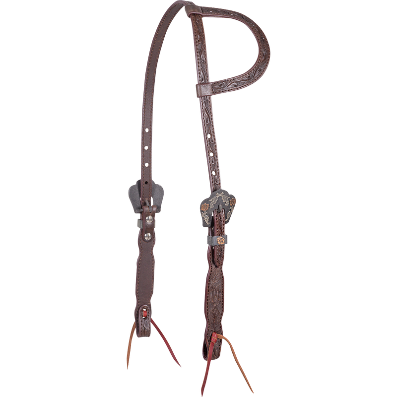 Slip Ear Headstall with Rosebud Tooling
