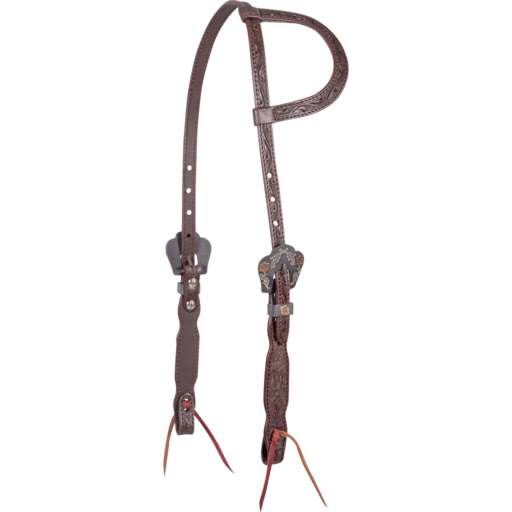 Slip Ear Headstall with Rosebud Tooling
