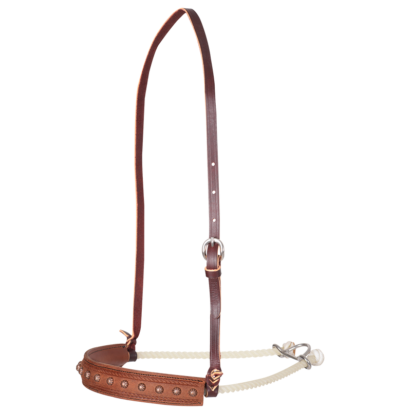 Single Rope Noseband Tooled, Rope Border- Martin Saddlery