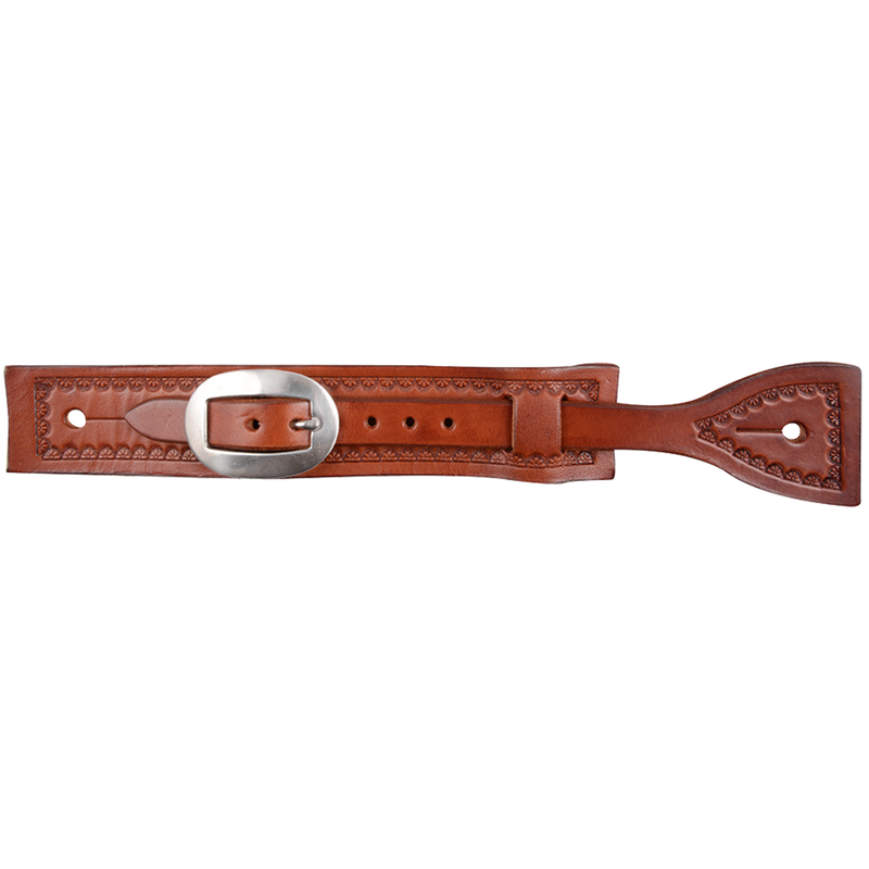 Square Sliding Spurstraps with Camo Border Tooling - Martin Saddlery