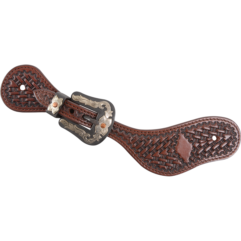 Cowboy Spurstraps with Antique Diamond Tooling - Cashel