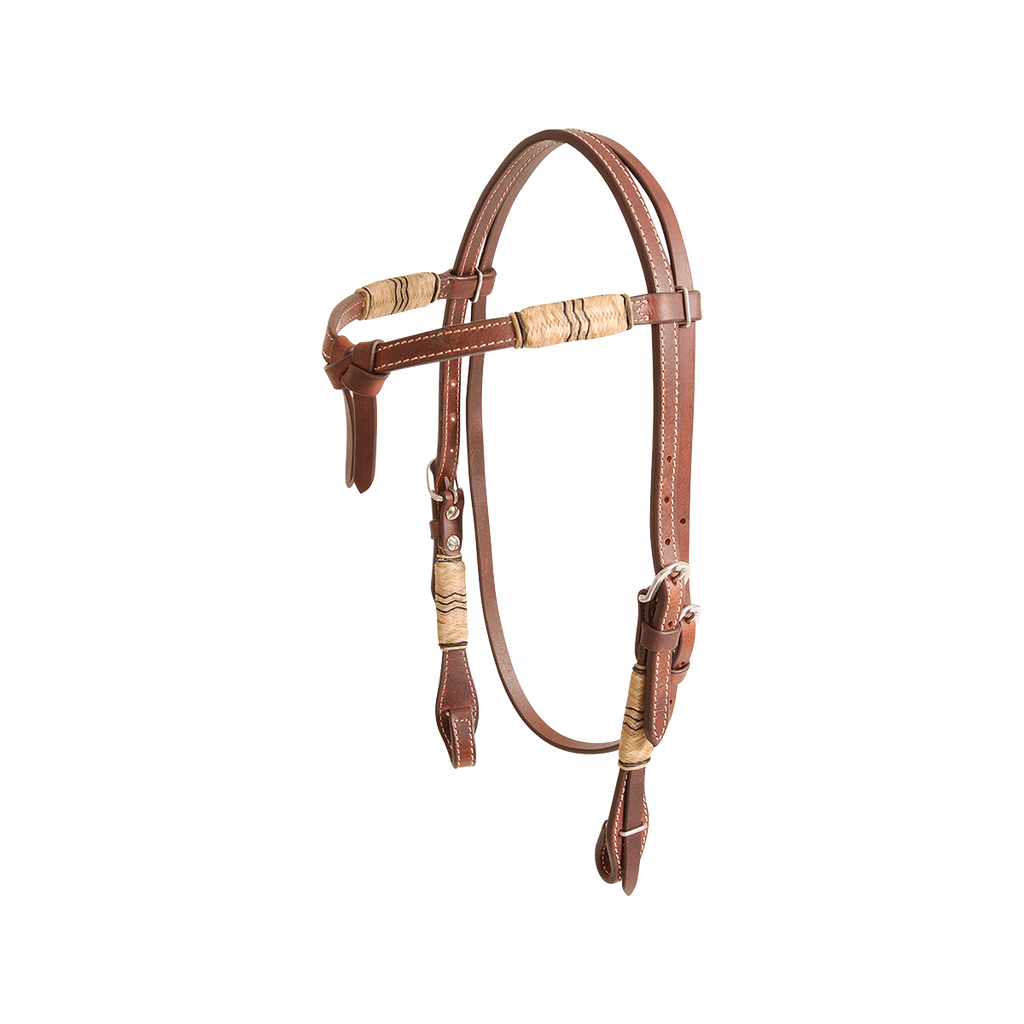 Rawhide Browband Headstall Double Trim with Tied Front
