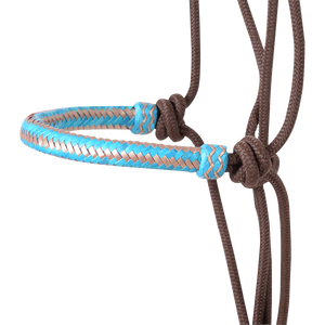 Classic Braided 2-Tone Rawhide Rope Halter - turquoise/gold